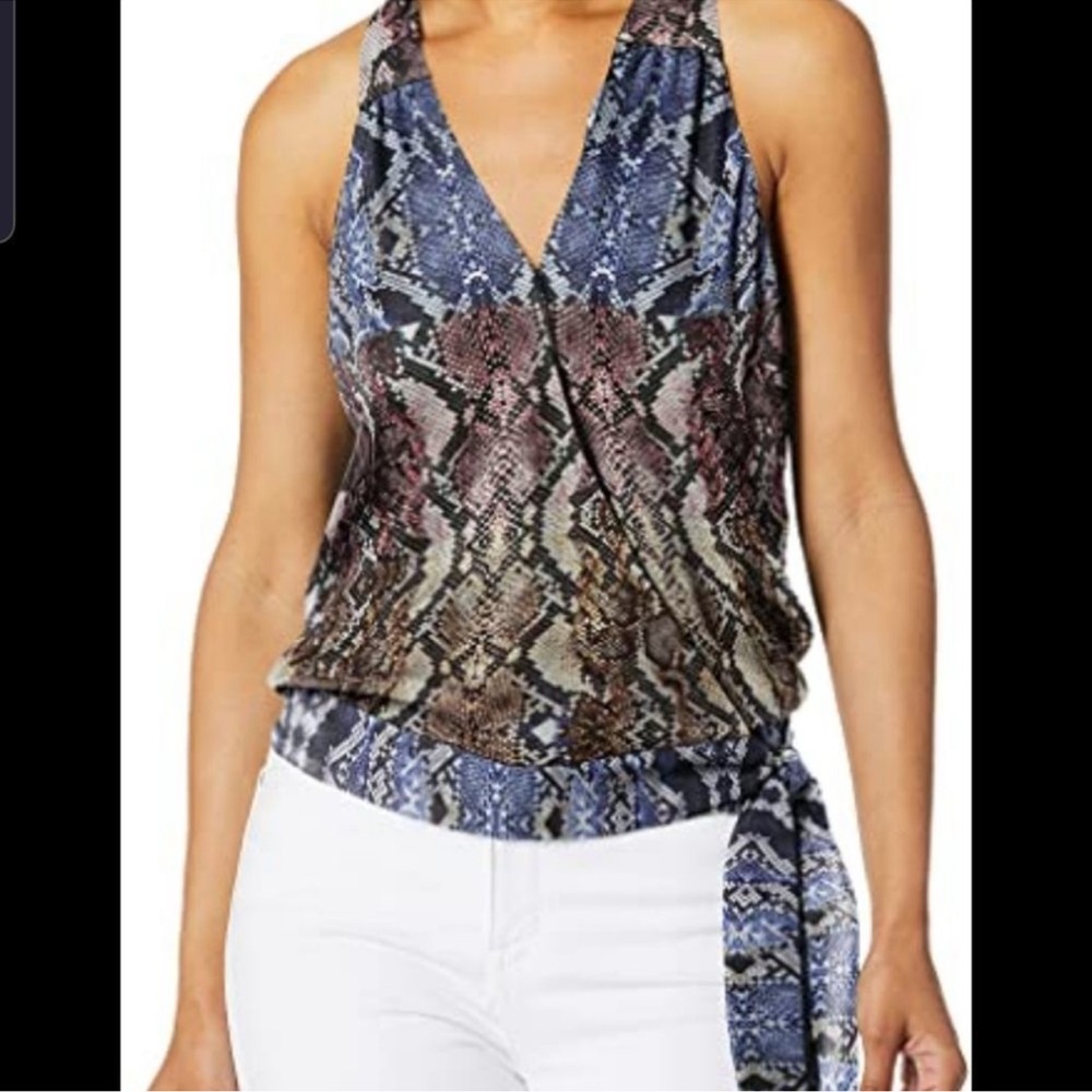 Parker Kenna python multi sleeveless wrap front top Sz M‎